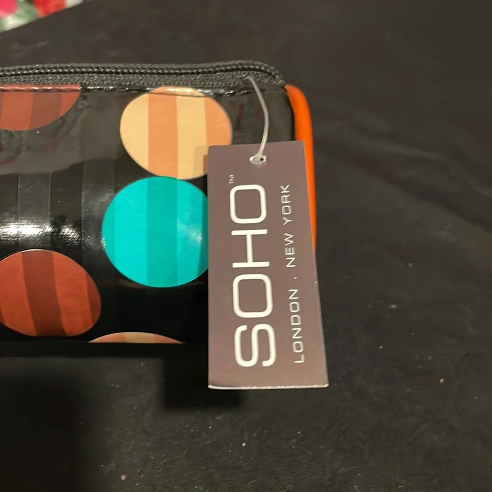 3/ $12 🌻 NWT! small striped polka dot makeup pouch with mirror